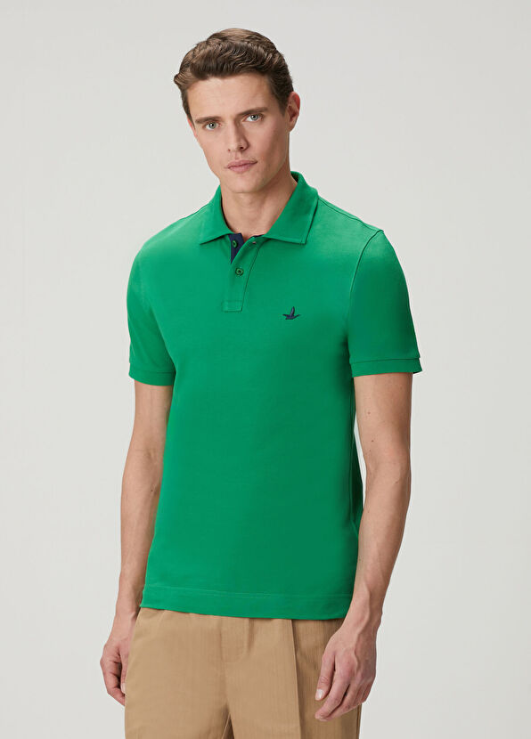 Beymen Club Yeşil Slim Fit Yaka Altı Baskılı Basic Polo Tshirt - 4