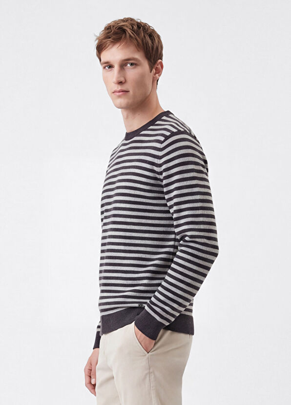Beymen Club Gray Striped Sweater - 3
