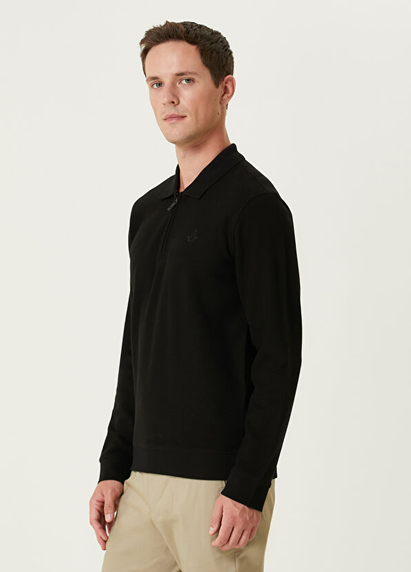Black Polo Sweatshirt Beymen Club Black Polo Sweatshirt - 4