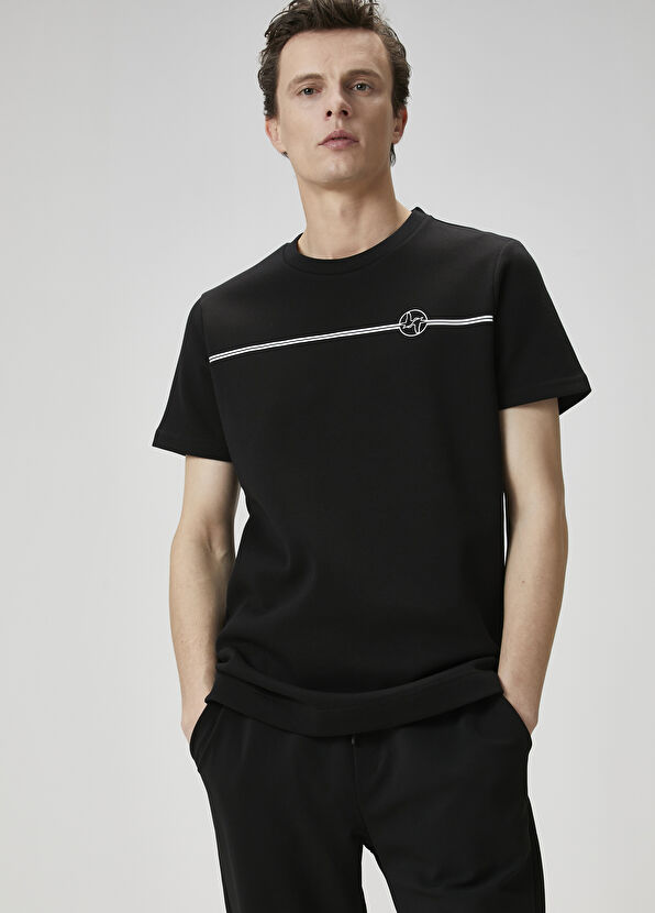 Beymen Club Black Stripe Goose Printed T-Shirt - 2