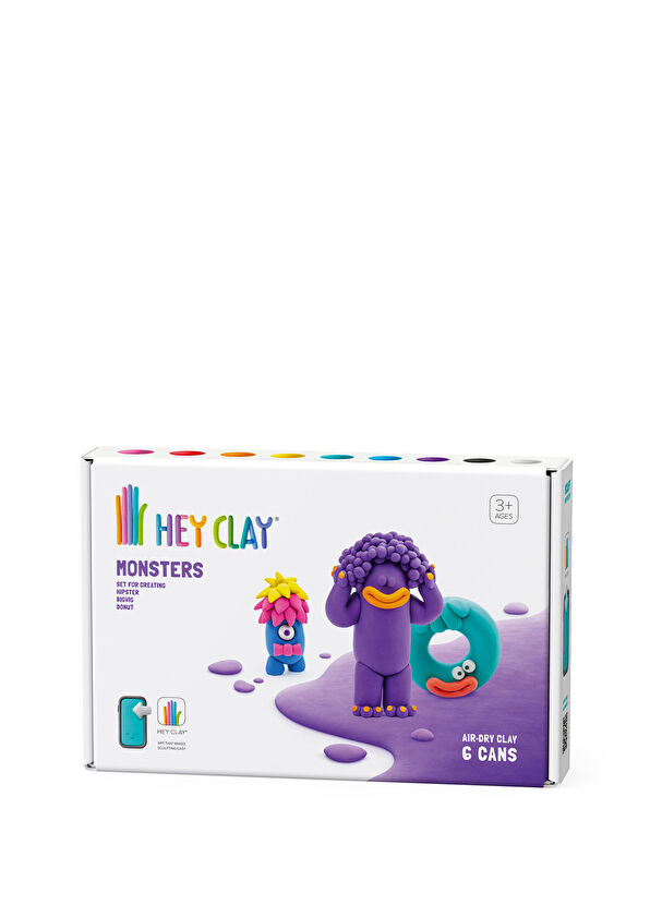 Hey Clay Monsters Hipster Bigwig ve Donut 6'lı Hava ile Kuruyan Kil - 1