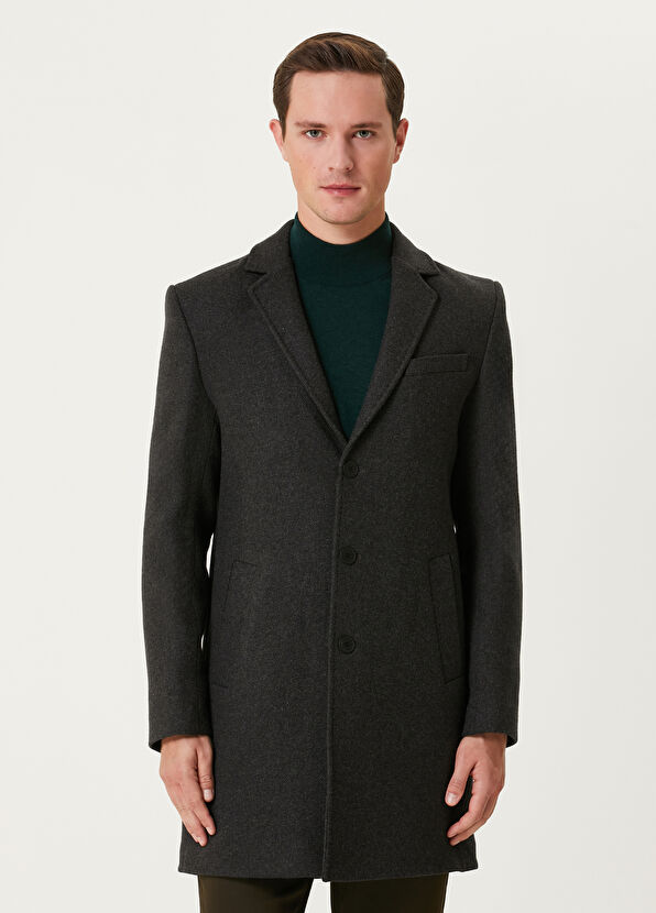Beymen Club Antrasit İtalyan Yün Kaşe Palto - 1