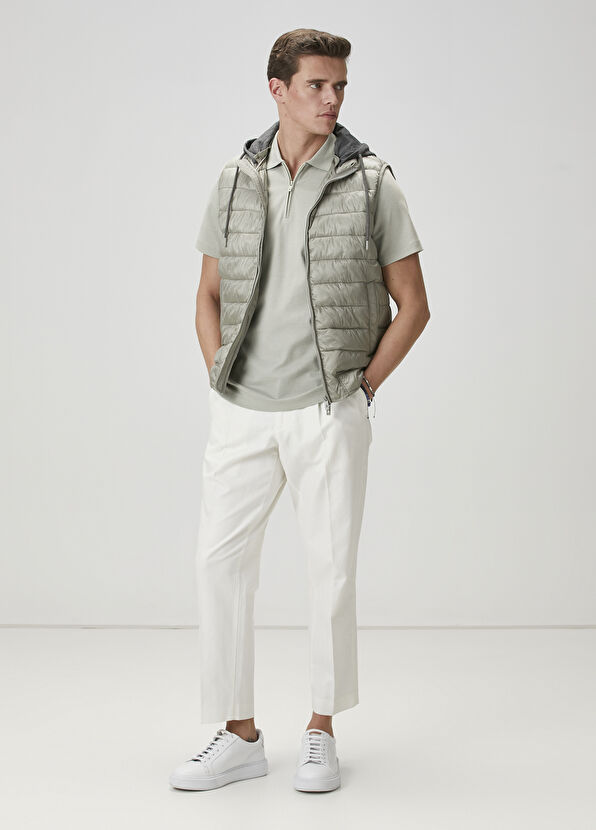 Beymen Club Açık Haki Kapüşonlu Puff Yelek - 3