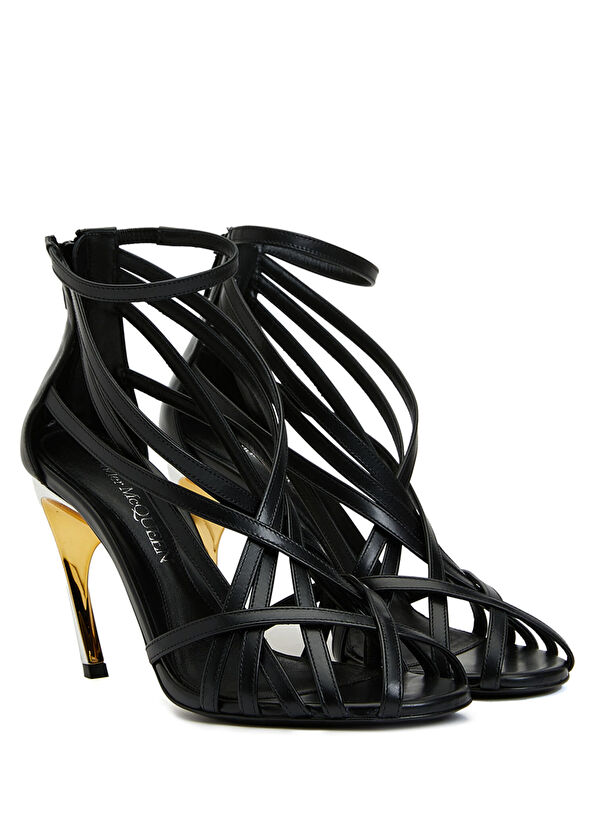 McQueen Armadillo Siyah Kadın Deri Sandalet - 2