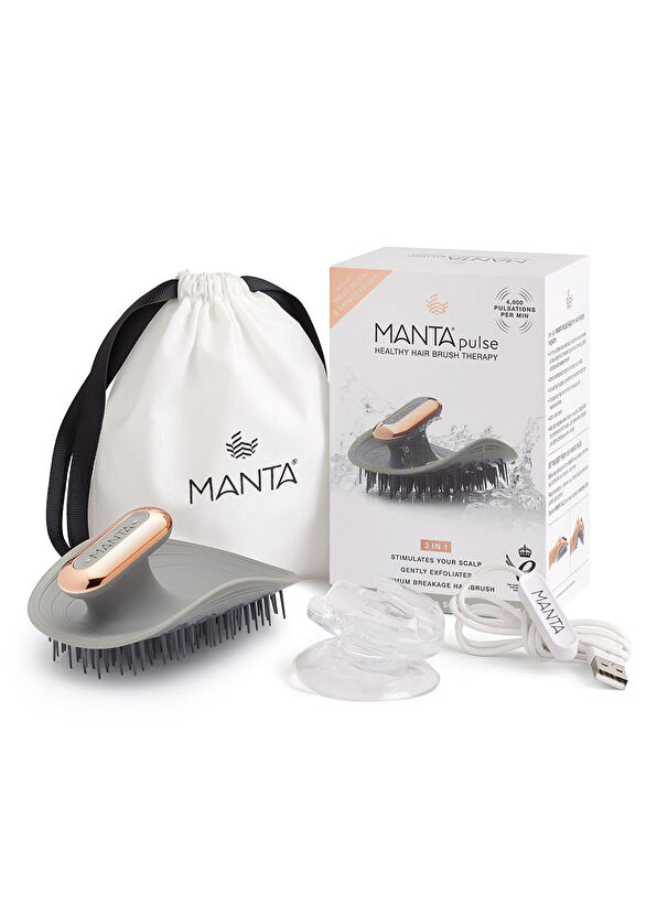Manta Hair Pulse Grey Rose Gold Vibrating Scalp Massage Brush - 2