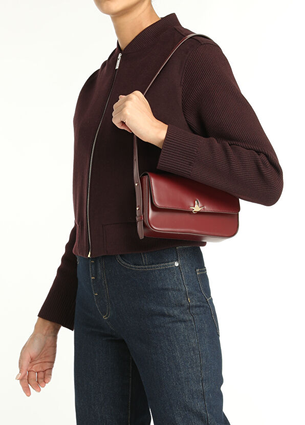 Beymen Club Burgundy Women's Leather Shoulder Bag - 2