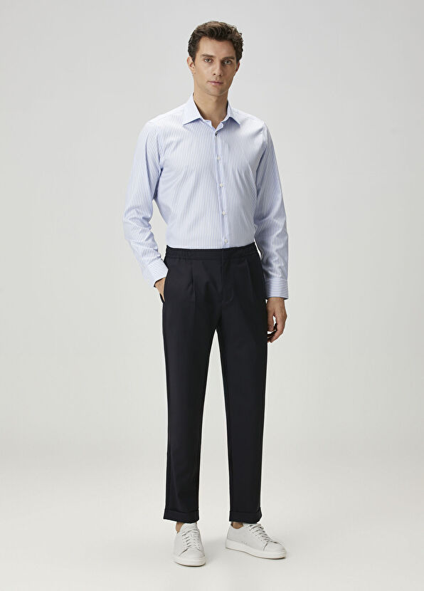 Beymen Collection Custom Fit Mavi Çizgi Desenli Gömlek - 2