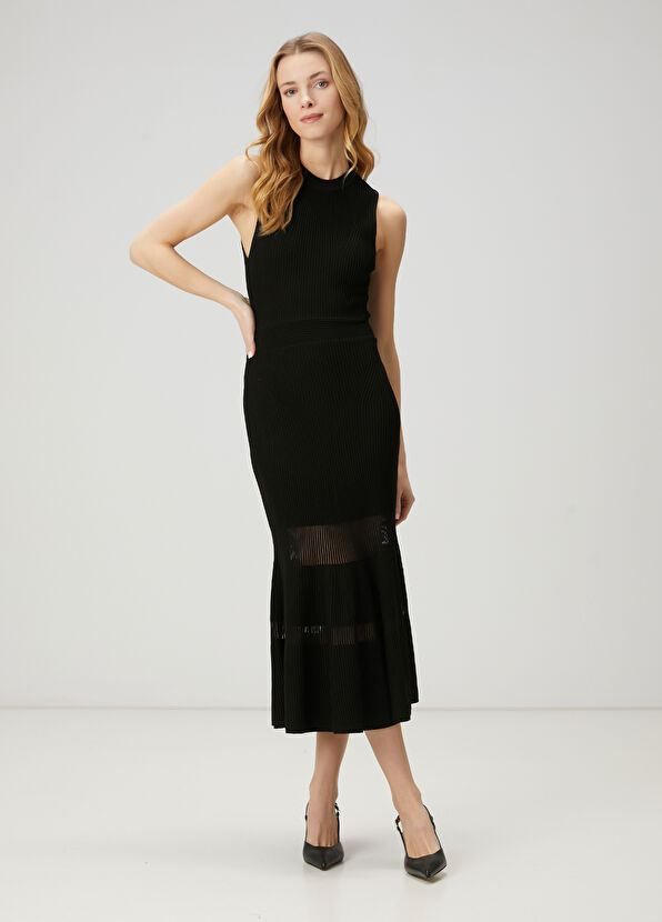 Beymen Club Siyah Midi Triko Elbise - 4