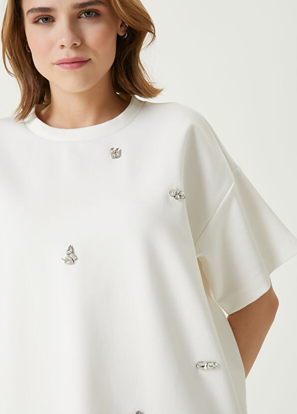 Beymen Club Oversize White Embellished Mini Dress - 2