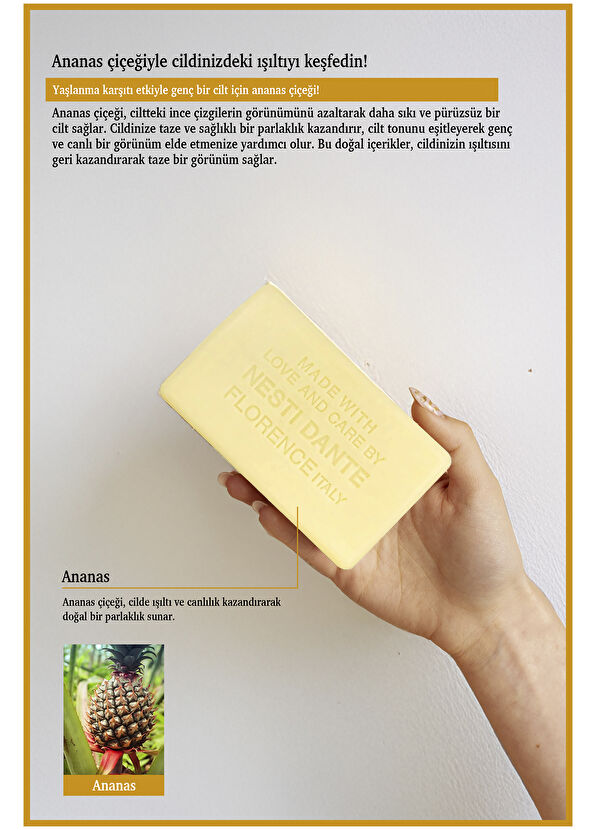 Nesti Dante Villa Sole Fiori D'ananas Dell'etna Aydınlatıcı & Yaşlanma Karşıtı & C Vitamini Katı Sabun 250 gr - 2