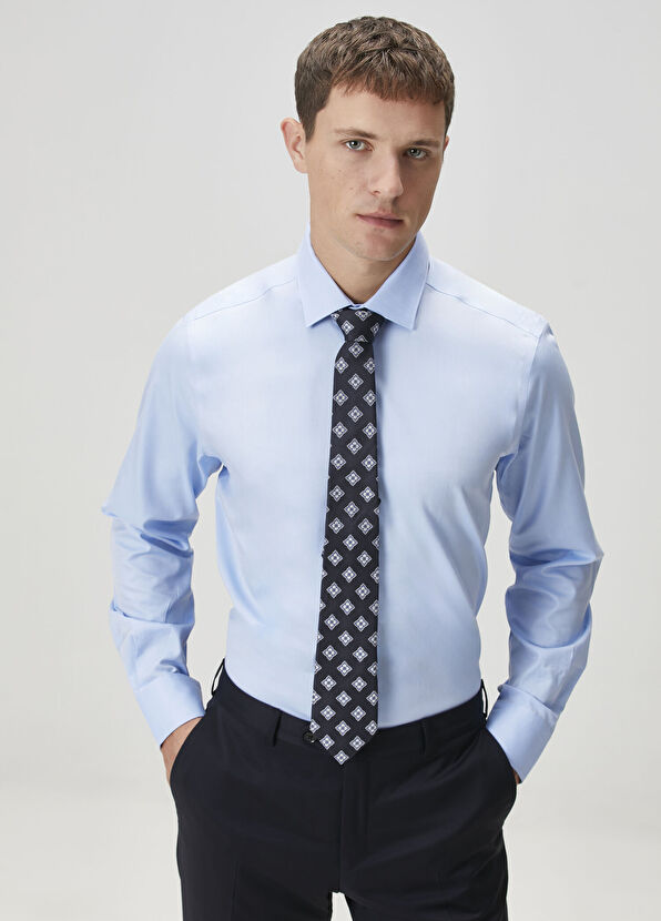 Custom Fit Mavi Gömlek - Görsel 3