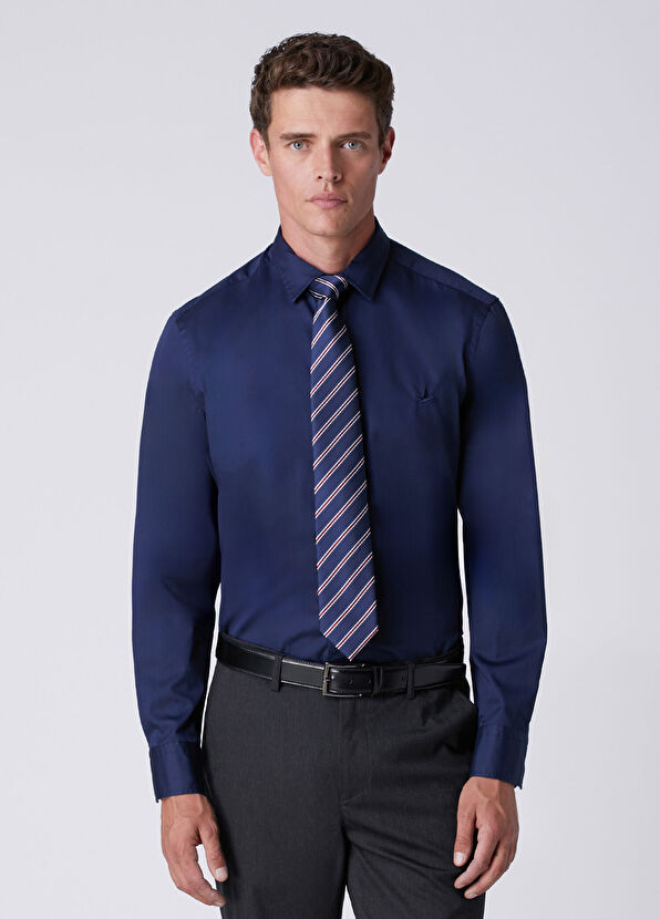 Beymen Club Comfort Fit Navy Blue Poplin Shirt - 2