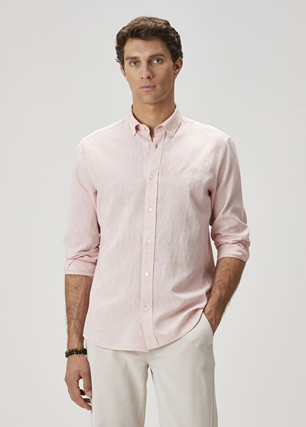 Beymen Club Comfort Fit Salmon Linen Shirt - 1