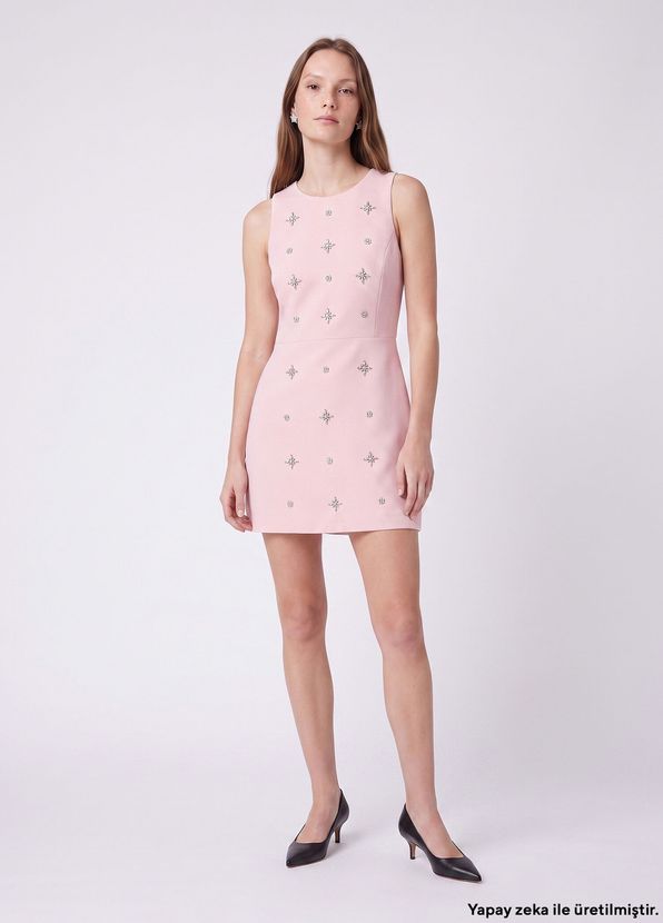 Beymen Club Pink Embellished Mini Cocktail Dress - 1
