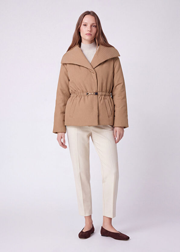 Beymen Club Koyu Bej Çizgi Dokulu Fashion Mont - 2