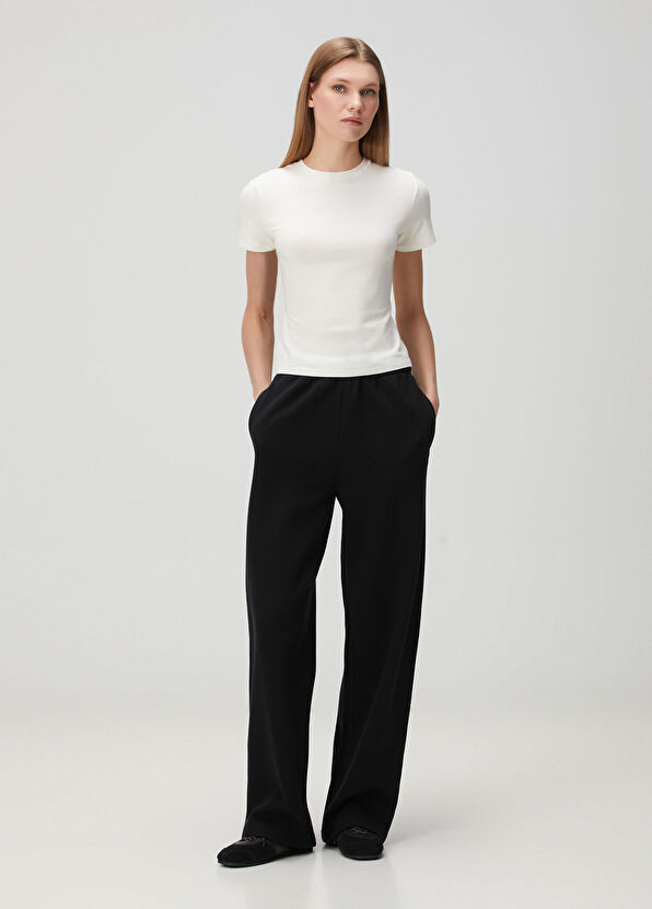 Skims Cotton Fleece Classic Siyah Düz Paça Eşofman Altı - 1