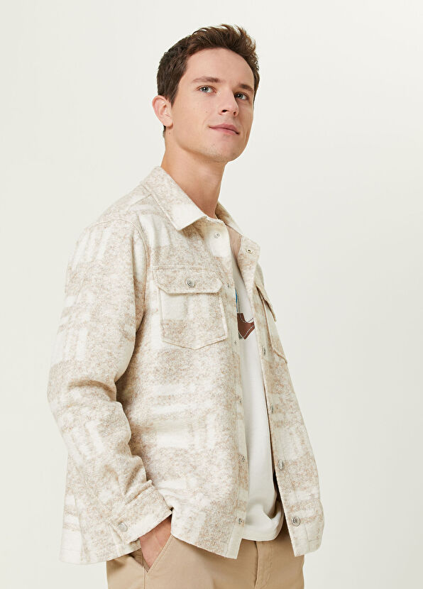 Beymen Club Beige Plaid Patterned Flannel Over Shirt - 2