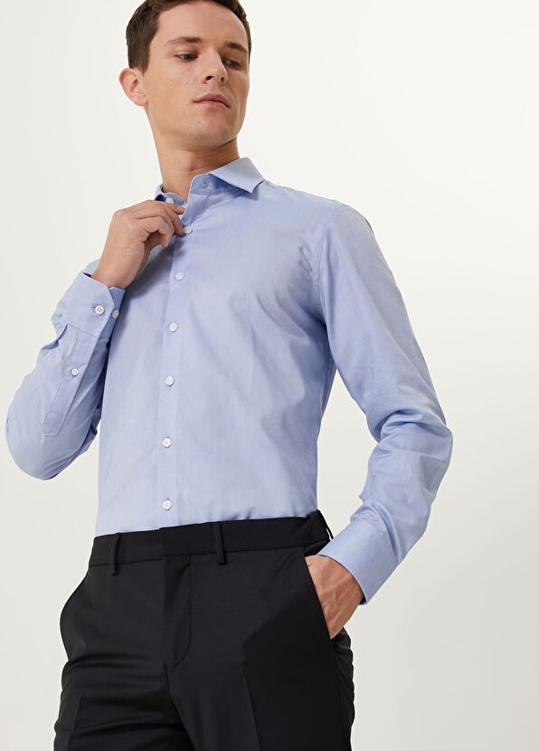 Beymen Club Comfort Fit Mavi Non-iron Oxford Gömlek - 2