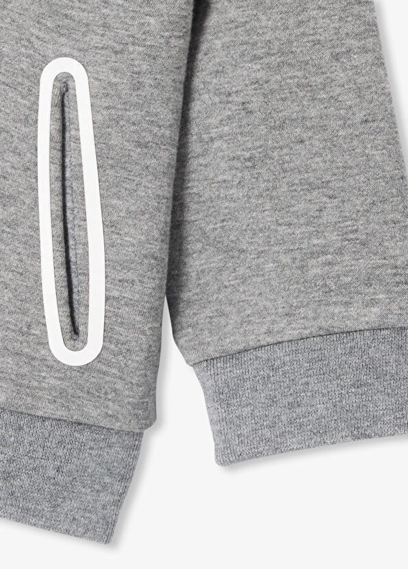 Jacadi Paris Gri Polar Fermuarlı Kapüşonlu Erkek Bebek Sweatshirt - 4