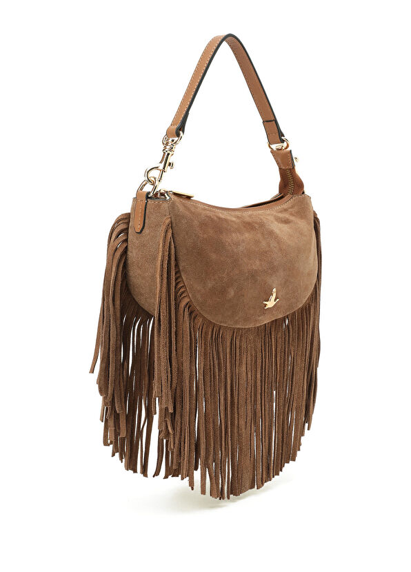 Beymen Club Camel Tasseled Women's Suede Bag - 2