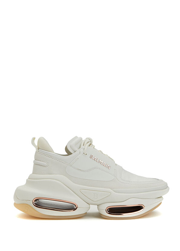 Balmain B-Bold Beyaz Geometrik Tabanlı Kadın Deri Sneaker - 1