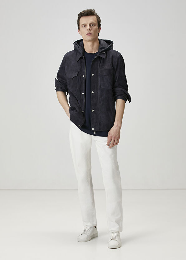 Beymen Club Lacivert Kapüşonlu Süet Ceket - 2