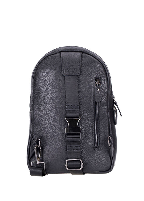 Bloominbag Blake Siyah Deri Çapraz Unisex Sırt Çantası - 2