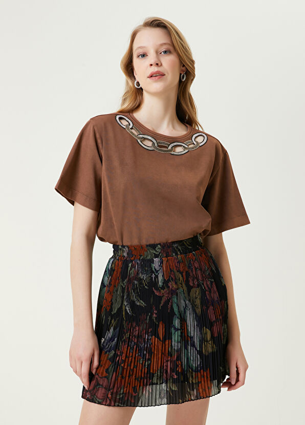 Beymen Club Kahverengi Yakası İşlemeli T-shirt - 1