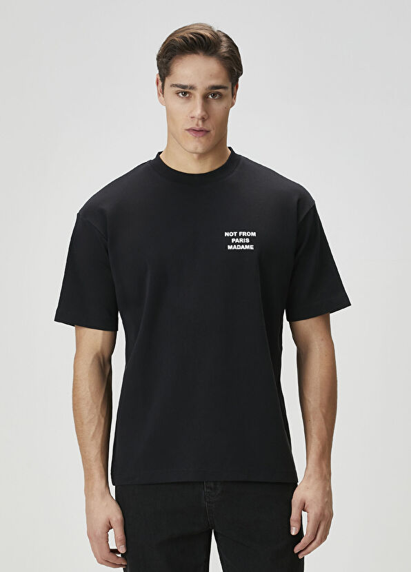 Drôle De Monsieur Siyah Logo Baskılı T-shirt - 1