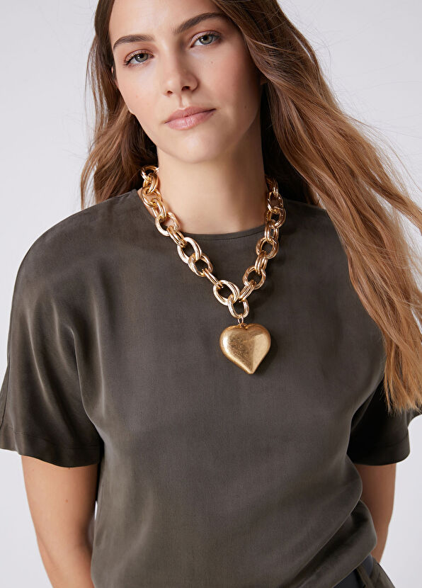 Beymen Club Gold Big Heart Antique Women Necklace - 2