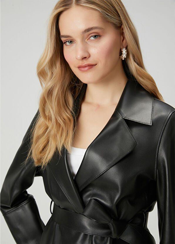 Beymen Club Black Belted Leather Jacket - 3