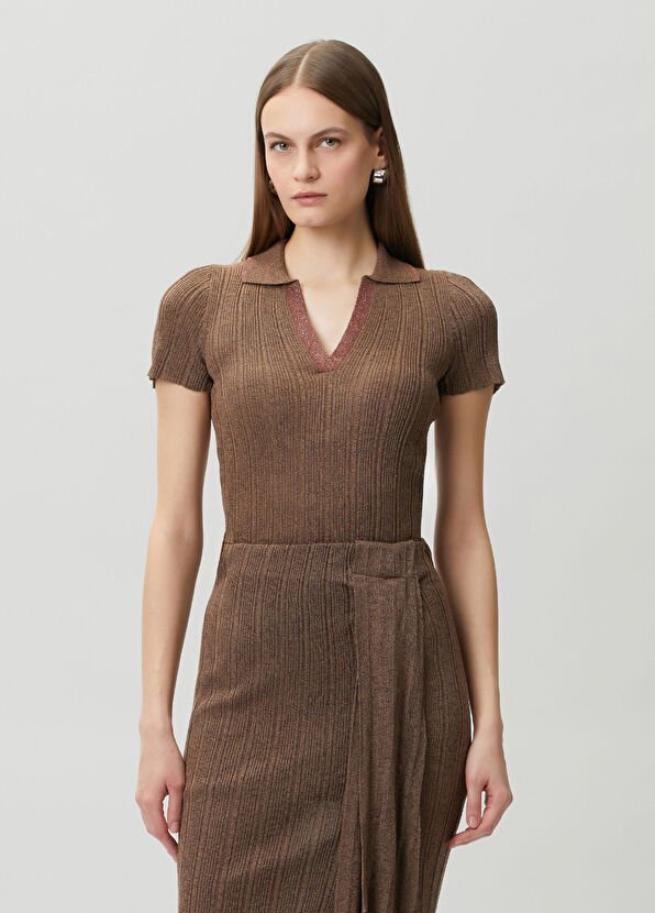 Join Us Brown Knit Blouse - 1