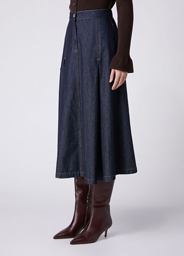 Beymen Club Indigo Midi Denim Skirt - 3