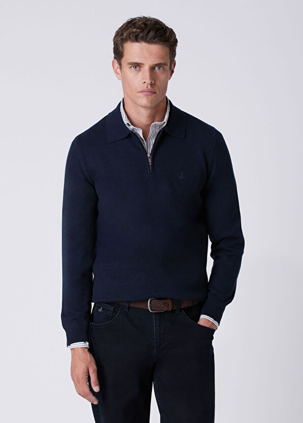 Beymen Club Navy Blue Polo Sweater - 2