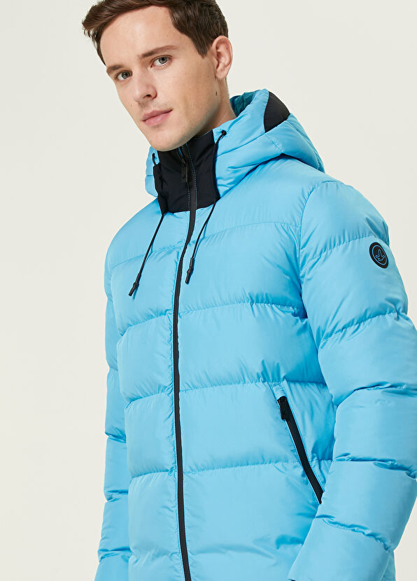 Beymen Club Turkuaz Kapüşonlu Puff Mont - 2