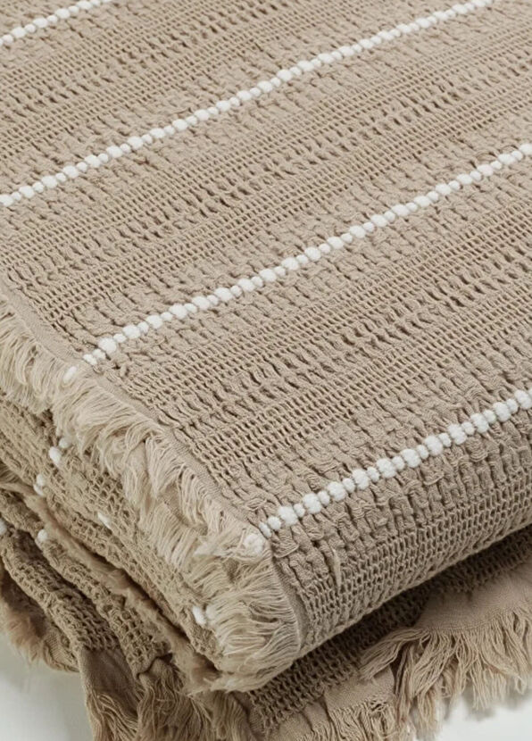 Qua Home Marigold Beige Cotton Double Bedspread 220 x 240 cm - 3