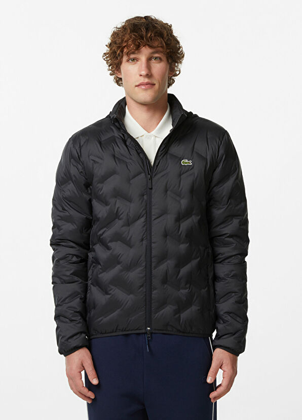 Siyah Regular Fit Dik Yaka Erkek Kapitone Mont - Görsel 2