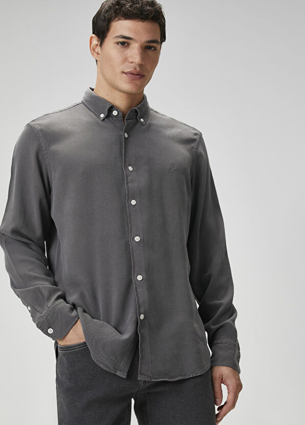 Beymen Club Comfort Fit Anthracite Textured Shirt - 2