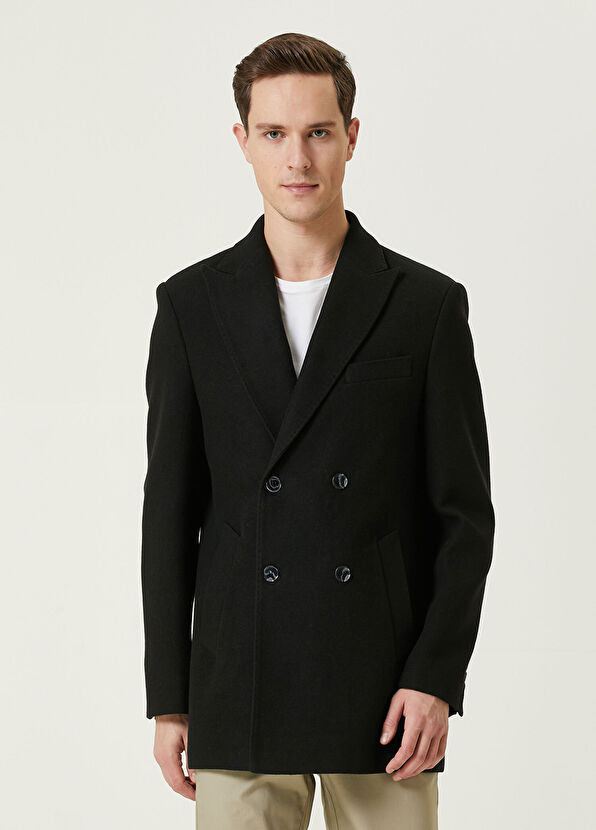 Beymen Club Siyah Kruvaze Kaban - 1