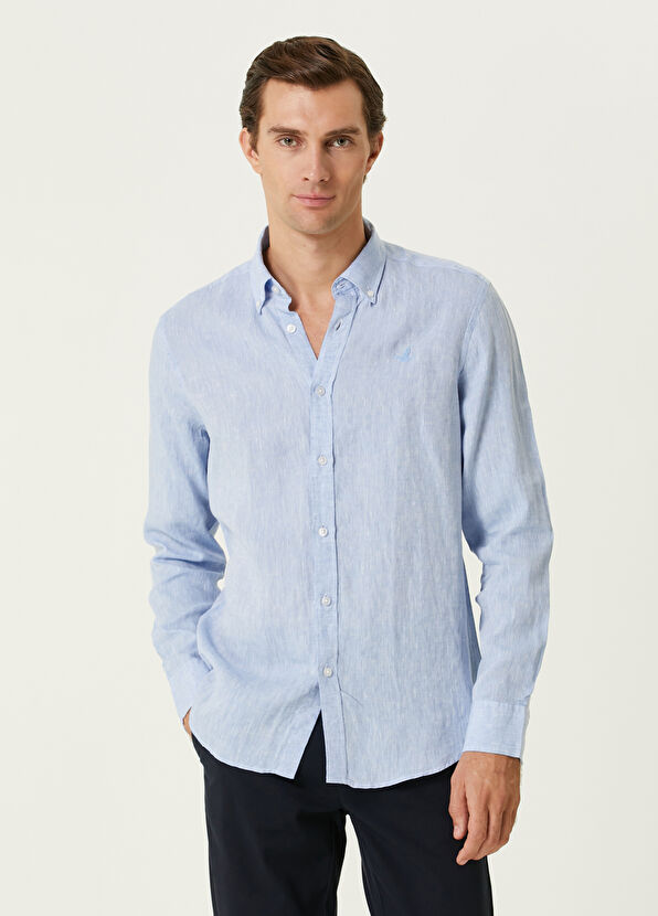 Beymen Club Comfort Fit Açık Mavi Keten Gömlek - 1