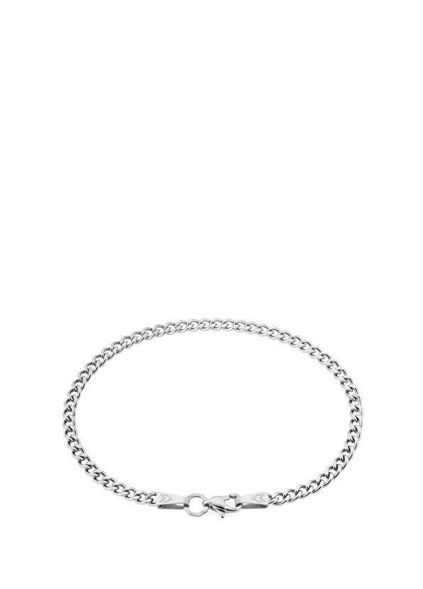 Curb Gümüş Kaplama Çelik Erkek Bileklik - Görsel 3