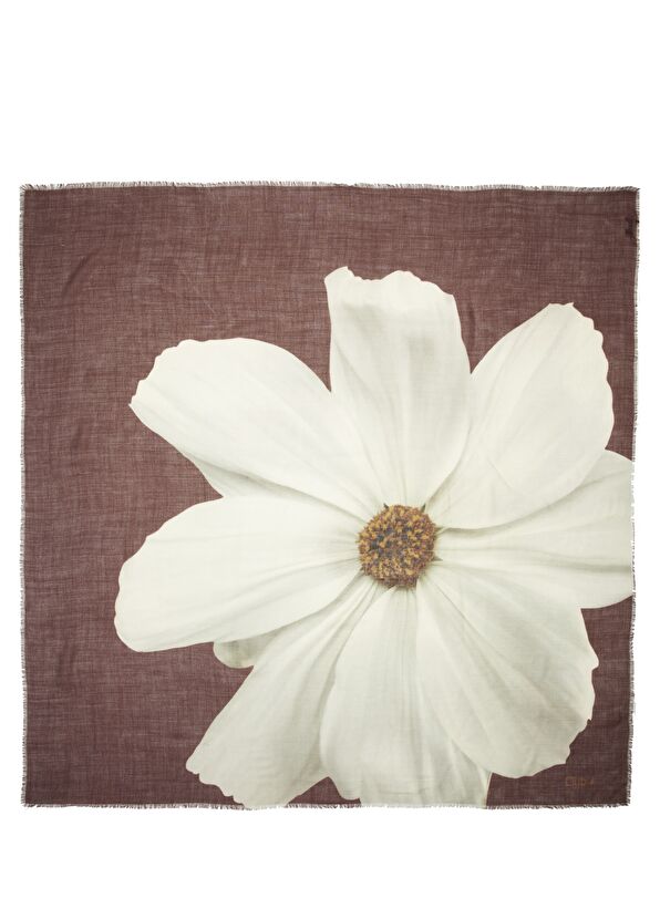 Beymen Club Bordo Çiçek Desenli Kadın Yün İpek Şal - 1