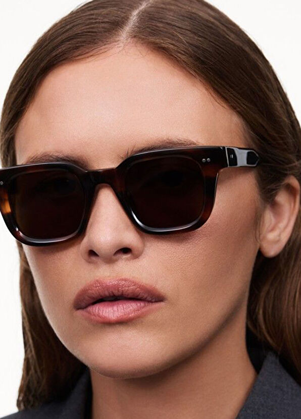 Sun Tortoise Kahverengi Asetat Unisex Güneş Gözlüğü - Görsel 3