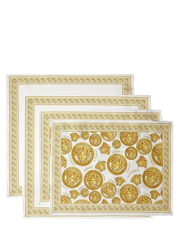 Versace Beyaz Gold Medusa 2li Peçete ve Amerikan Servis Se - 1