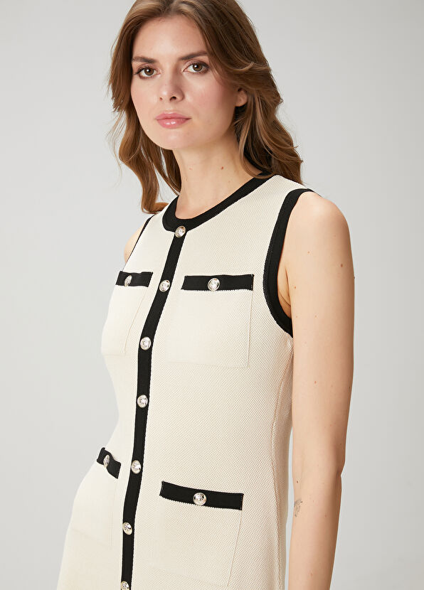 Beymen Club Ekru Siyah Mini Elbise - 2