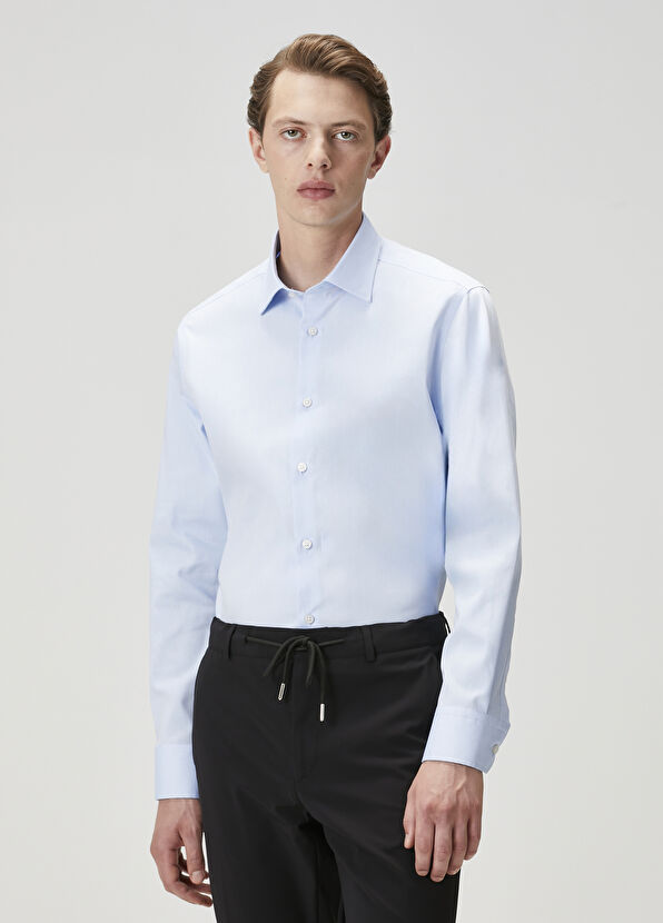 Beymen Club Comfort Fit Açık Mavi Non-iron Oxford Gömlek - 4