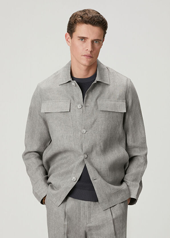 Beymen Club Gri Keten Dış Gömlek - 1