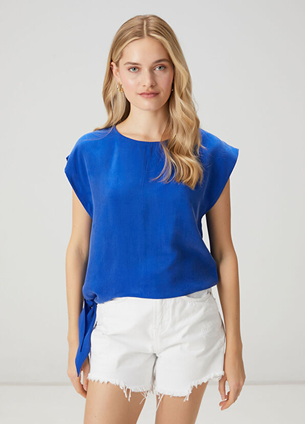 Beymen Club Blue Knot Detail Cupro Blouse - 1