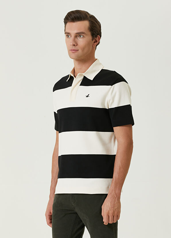 Beymen Club Comfort Fit Siyah Beyaz Polo Yaka T-shirt - 4