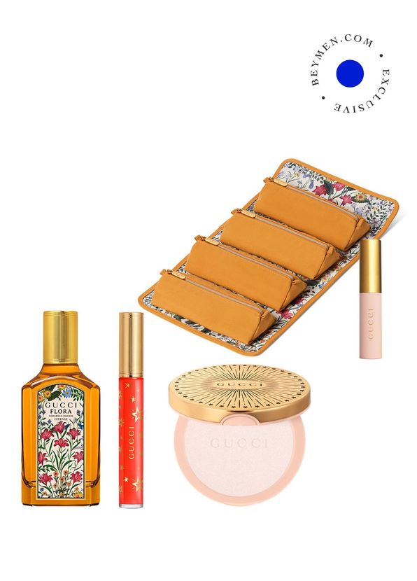 Gucci Flora Gorgeous Orchid Intense 50 ml Parfüm + Gloss a Levres 256 Teresina Red + Highlighter 01 Sunrise Gold + Gucci Çanta ve Mini Maskara Parfüm Seti - 1